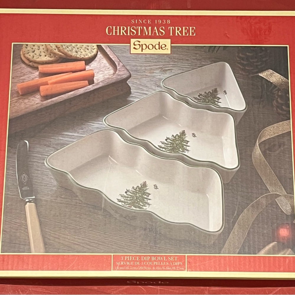 Spode Christmas 3 pc Tree Dip Bowl Set